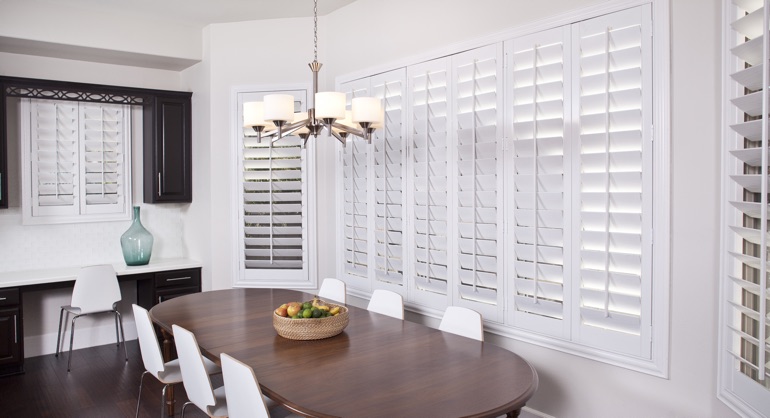 white shutters in Southern California kitchen
